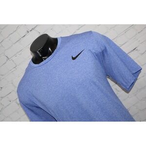 Nike Dri-FIT Men XXLT Tall Blue Performance T-Shirt Heathered Swoosh Polyester